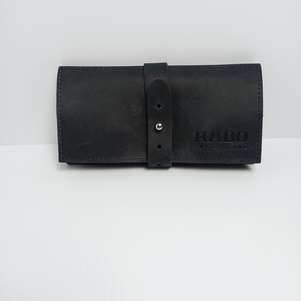Rado Switzerland Black Leather Watch Roll Travel Organizer Pouch Case - Picture 2 of 6